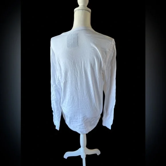 Hollister White Cotton Long Sleeve Crewneck Logo Graphic Tee Shirt - Picture 3 of 5